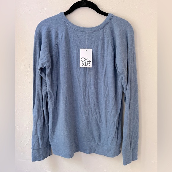 NWT CHASER GOOD VIBES COZY BLUE SWEATER M - Picture 2 of 2